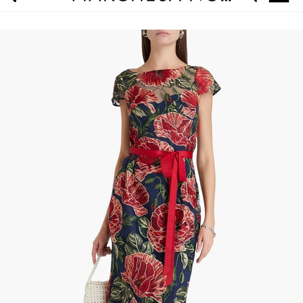 Chic Backless Floral Maxi Dress - Navy and Red